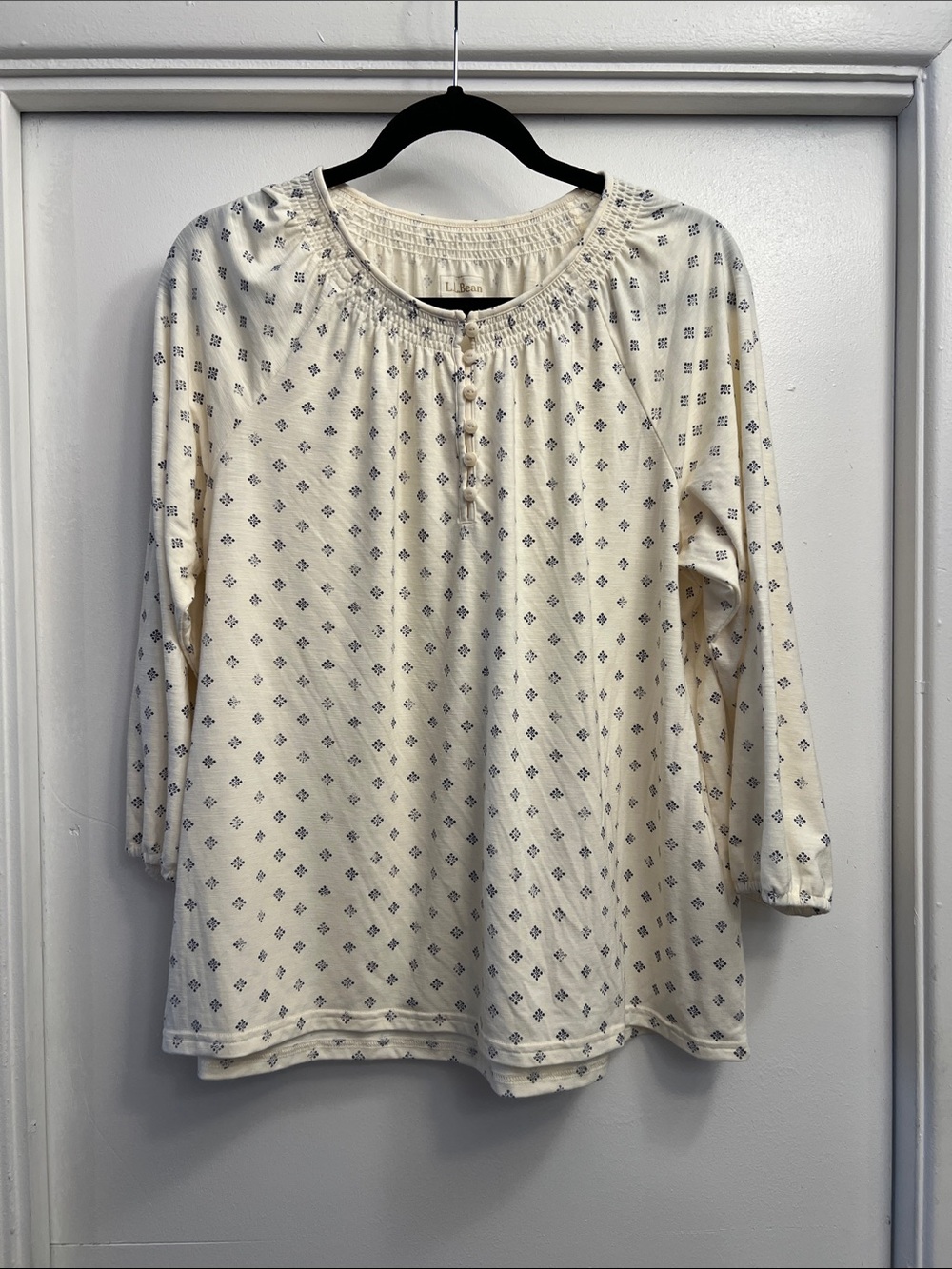 LL Bean Camden Hills 3/4 Sleeve Top Size Regular Large